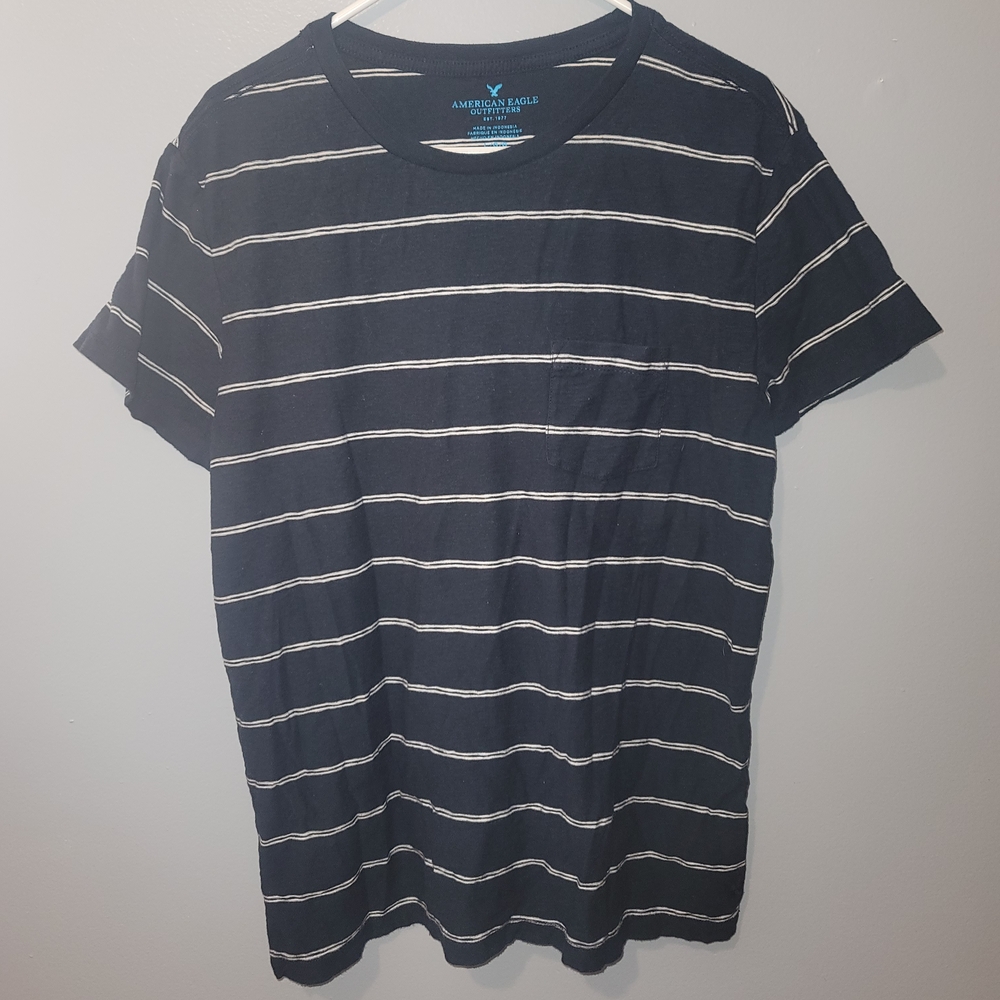 American Eagle Outfitters Men's Navy Striped Tee